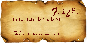 Fridrich Árpád névjegykártya