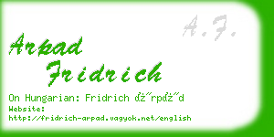 arpad fridrich business card